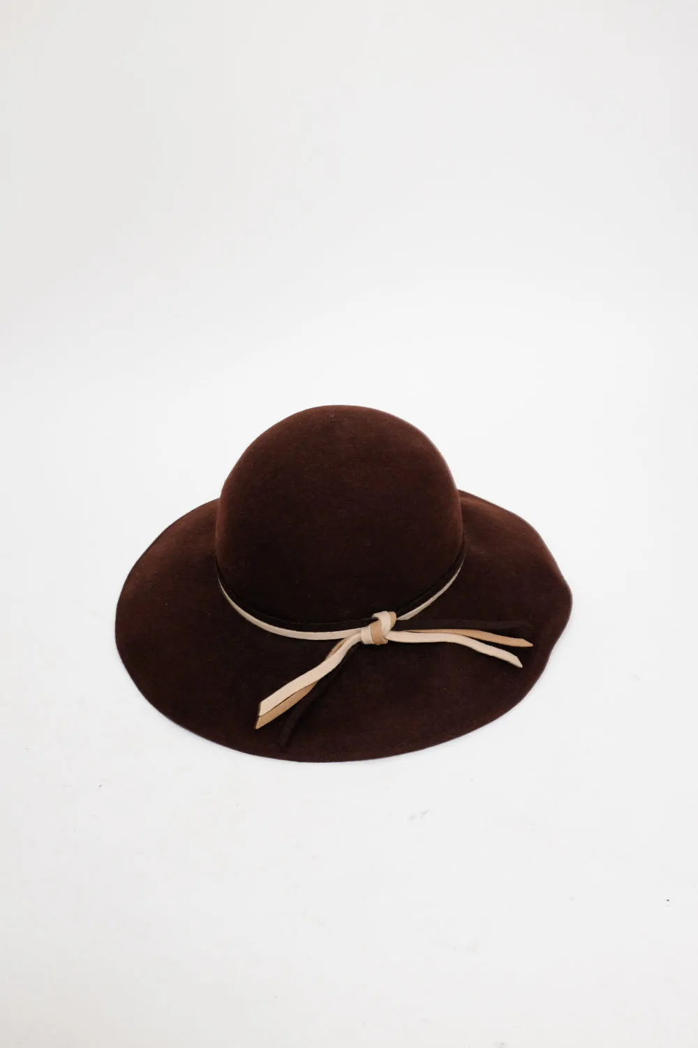 0063_PURE WOOL VINTAGE BROWN WIDE BRIM HAT