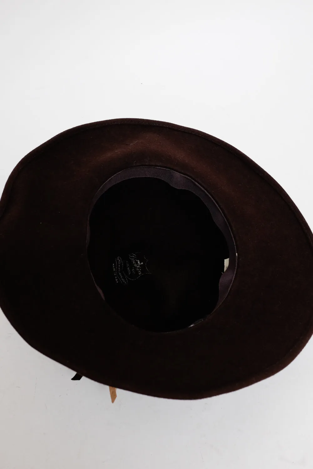 0063_PURE WOOL VINTAGE BROWN WIDE BRIM HAT