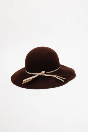 0063_PURE WOOL VINTAGE BROWN WIDE BRIM HAT