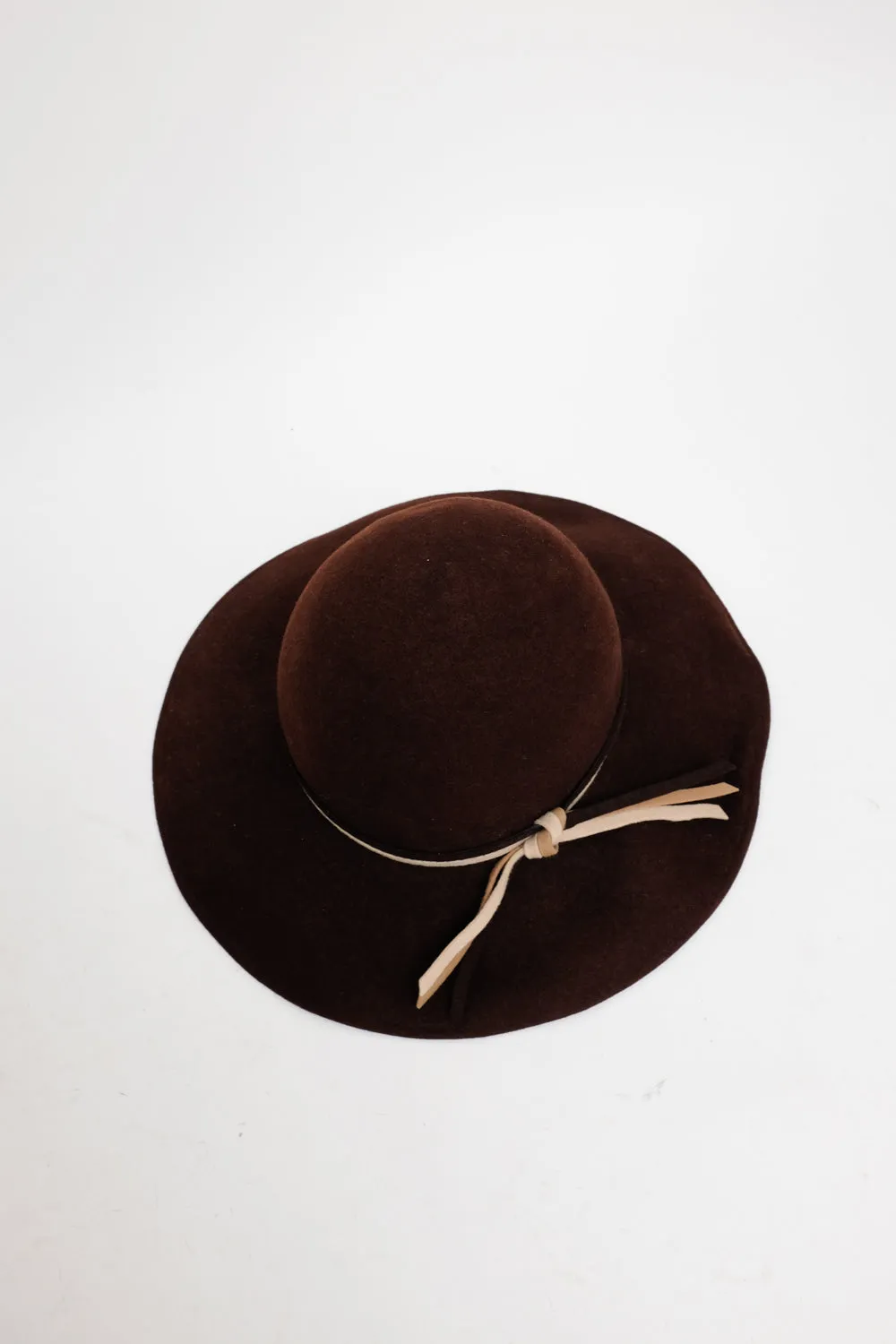 0063_PURE WOOL VINTAGE BROWN WIDE BRIM HAT