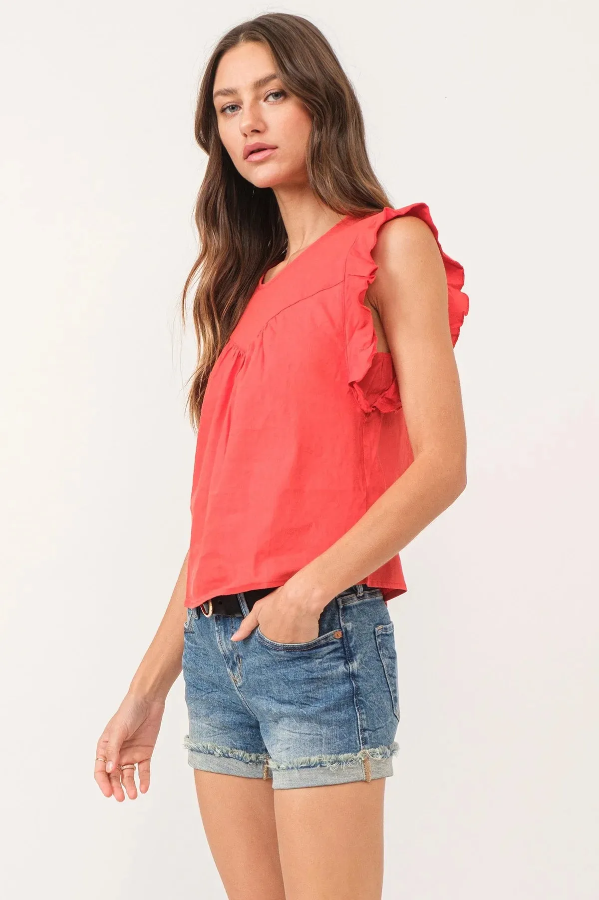 Anelia Pimento Linen Top