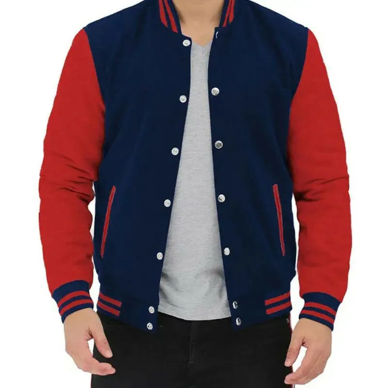 Best Quality Of Mens High School Baseball Style Red and Blue Varsity Jackets