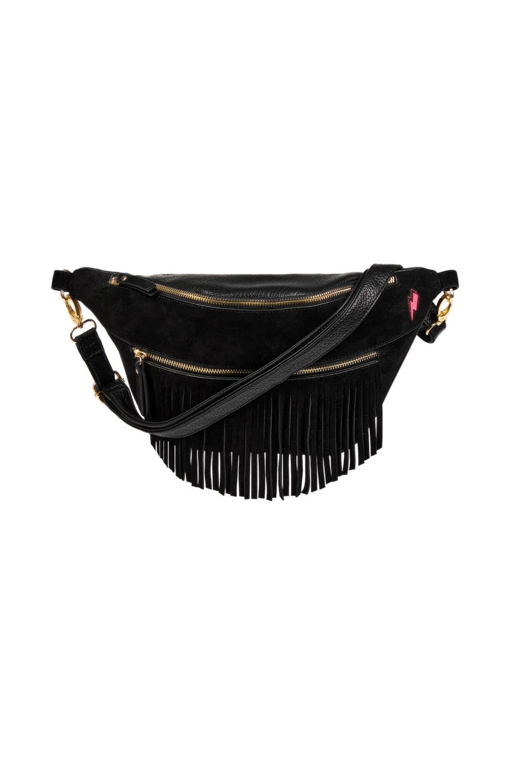 Black Fringed Bum Bag