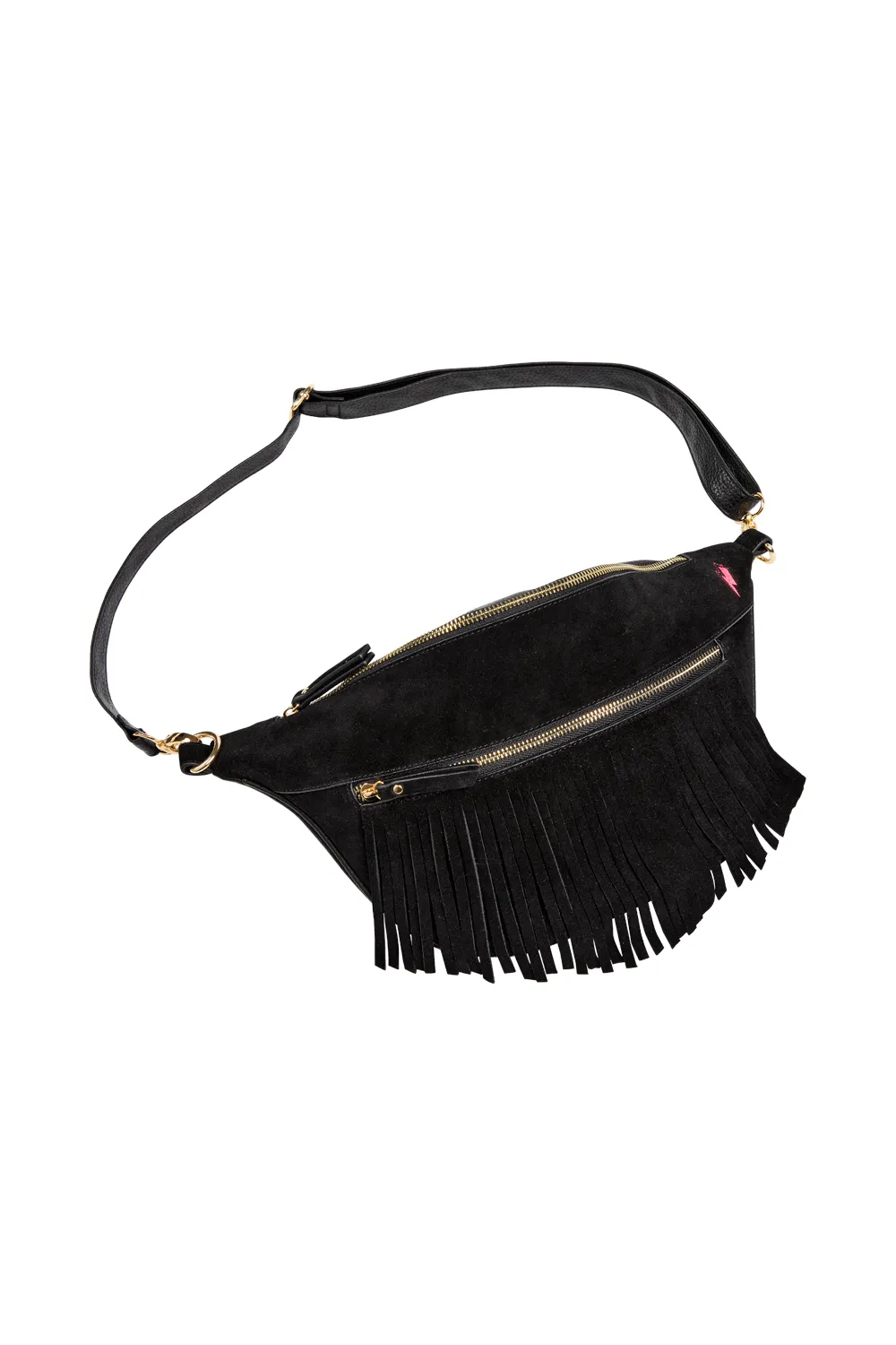 Black Fringed Bum Bag