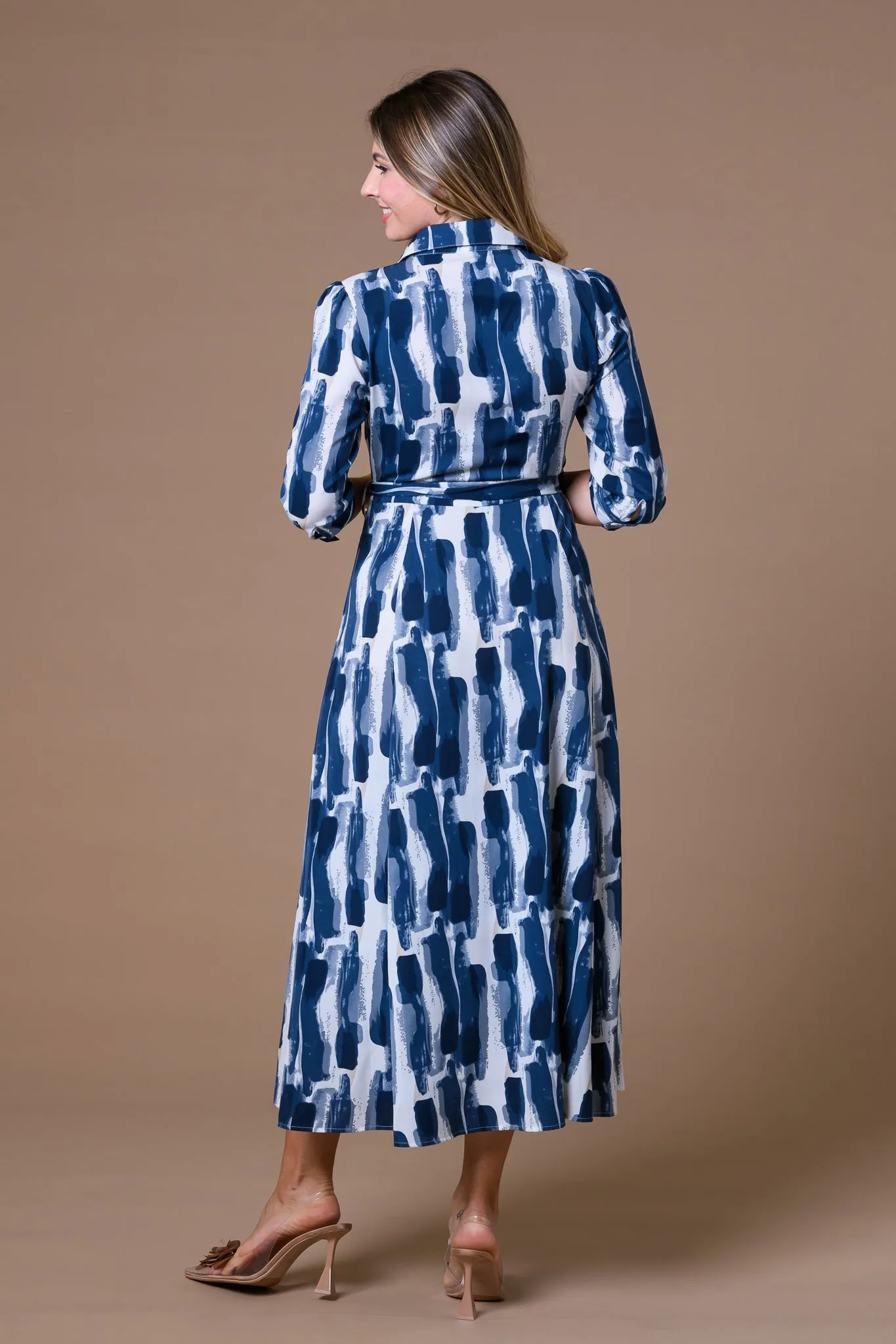 Block Print Maxi Shirt Dress