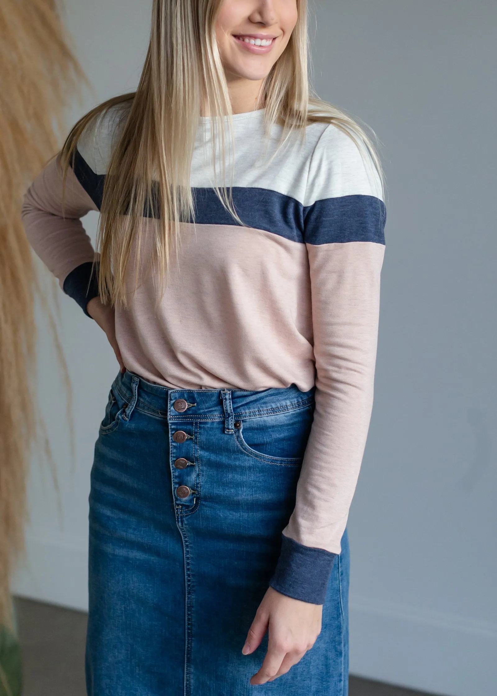 Blush Boatneck Colorblock Top - FINAL SALE