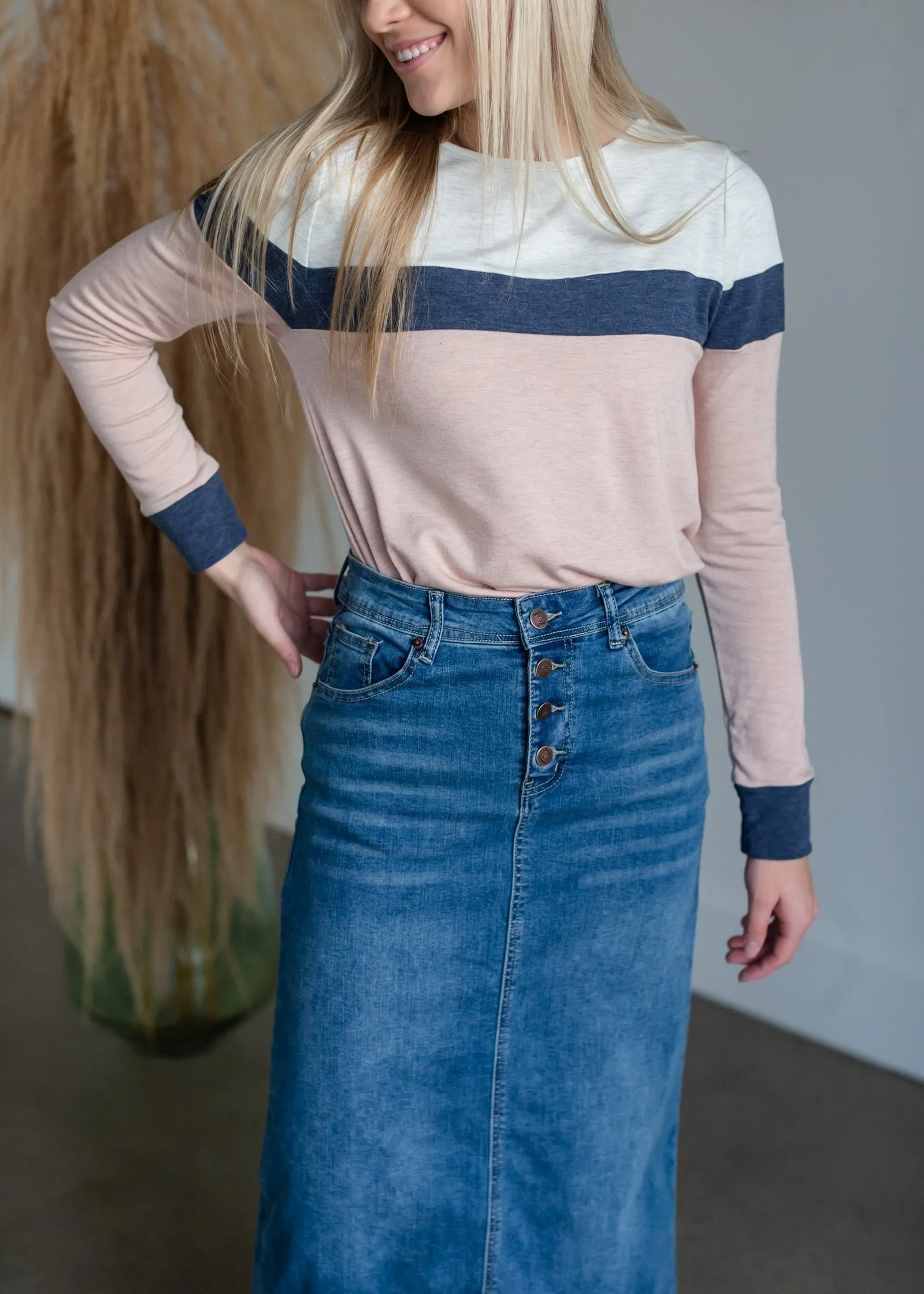 Blush Boatneck Colorblock Top - FINAL SALE