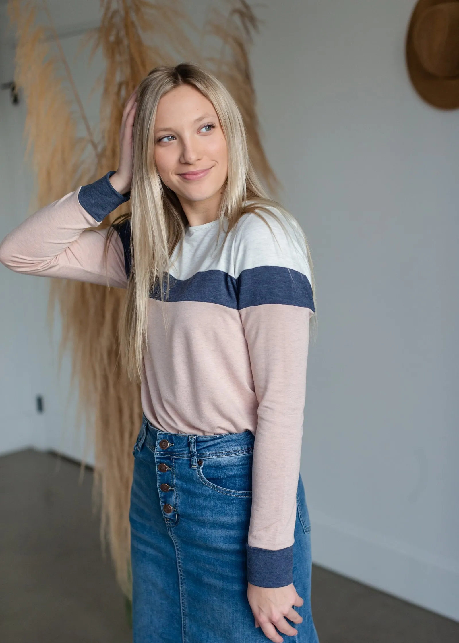 Blush Boatneck Colorblock Top - FINAL SALE