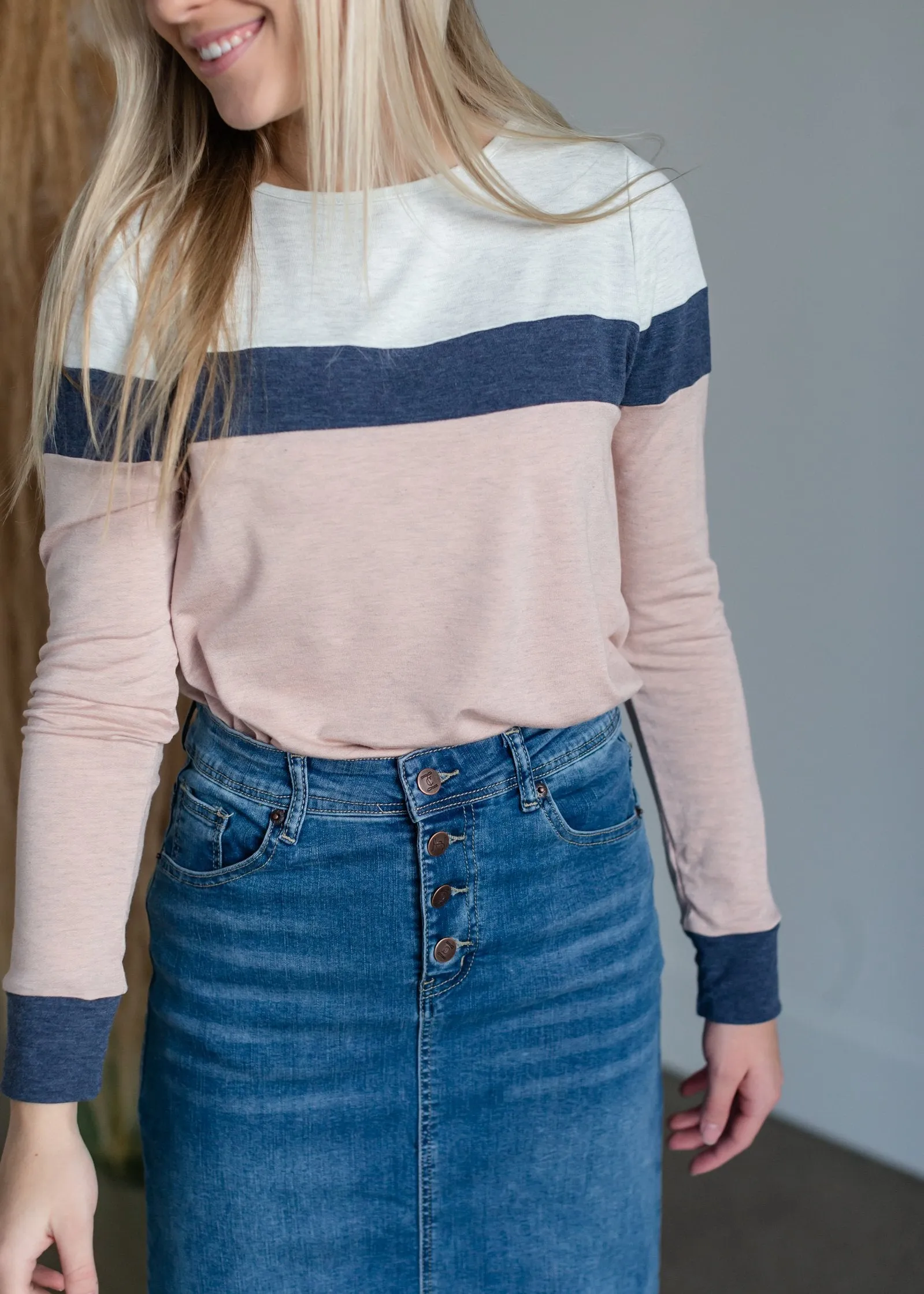 Blush Boatneck Colorblock Top - FINAL SALE