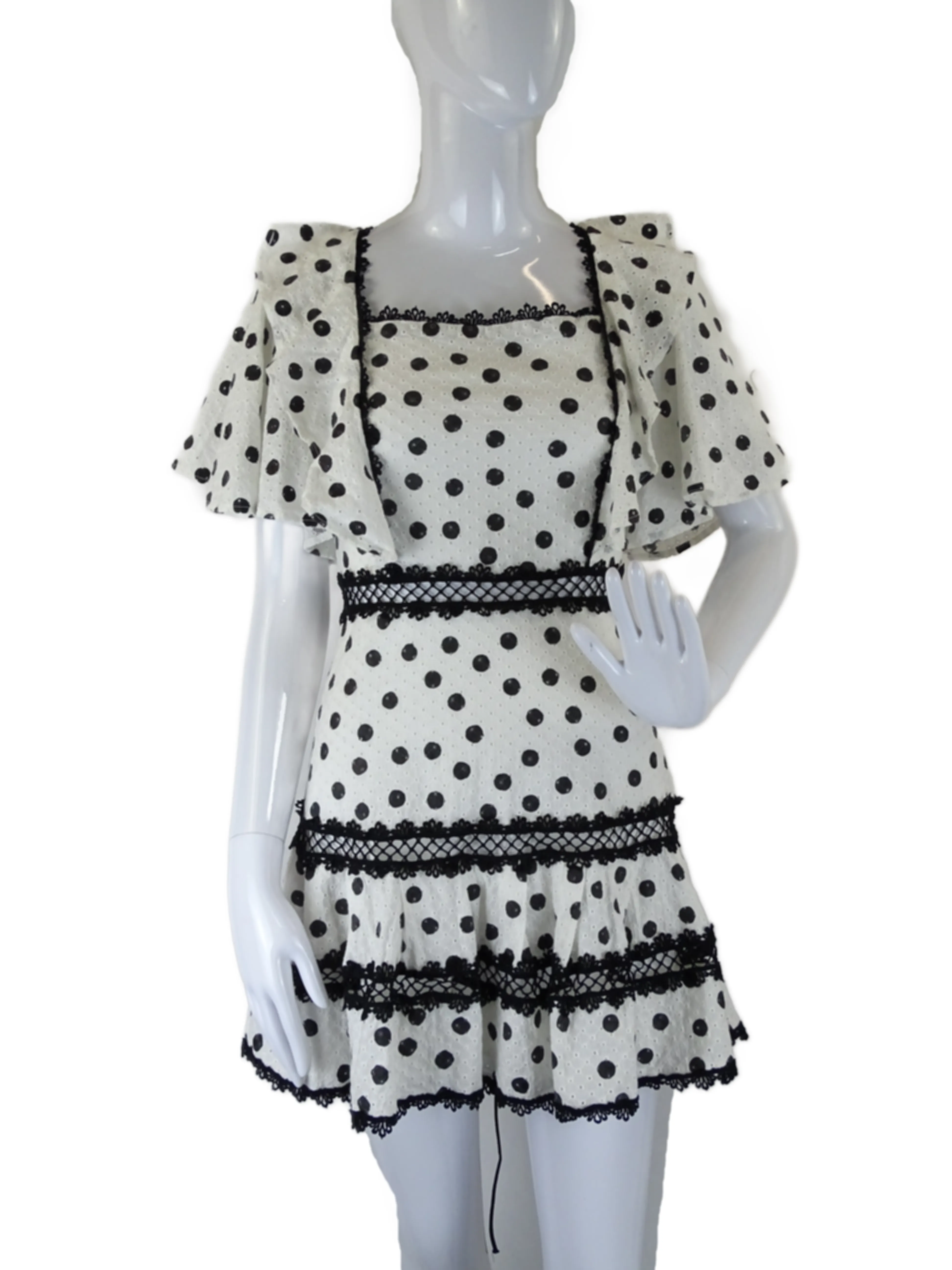 By Nicola Polka Dot Lace Up Dress 8