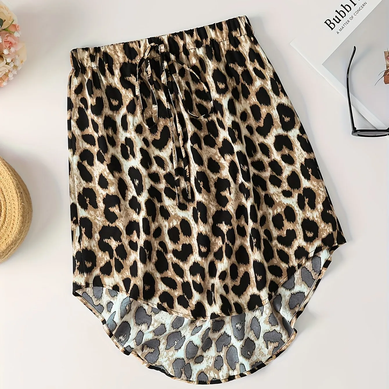 Chic Leopard Print Skirts with Drawstring Detail for Women