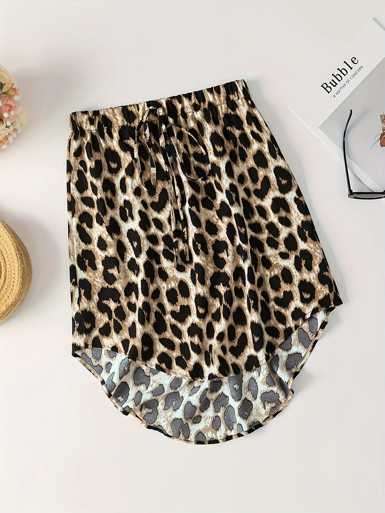 Chic Leopard Print Skirts with Drawstring Detail for Women