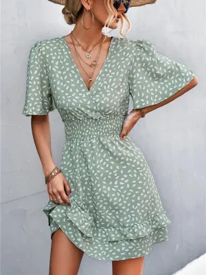 DressBetty - 2024 Elegant Lotus Leaf Sleeve Summer Dress Boho Dress