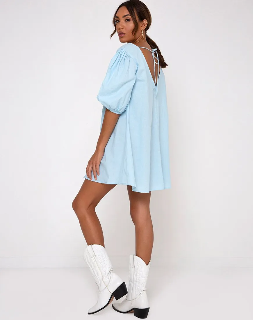 Elna Babydoll Dress in Sky Blue