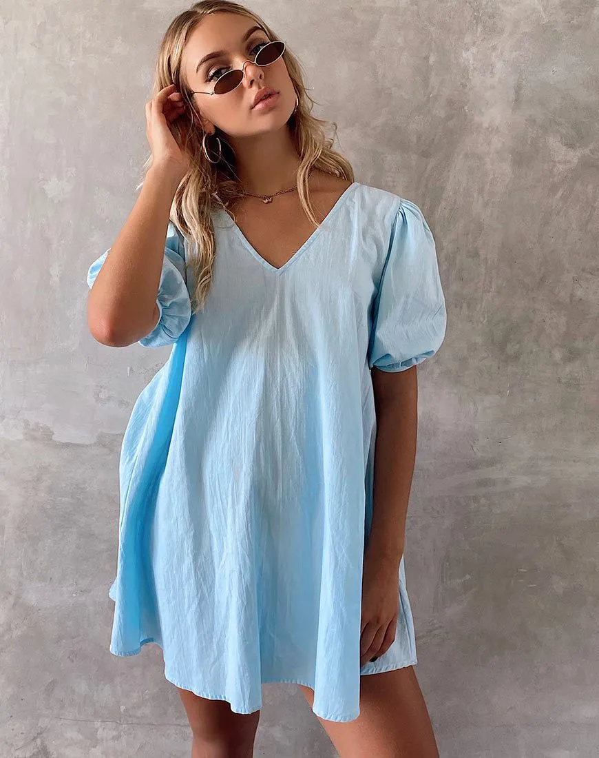 Elna Babydoll Dress in Sky Blue