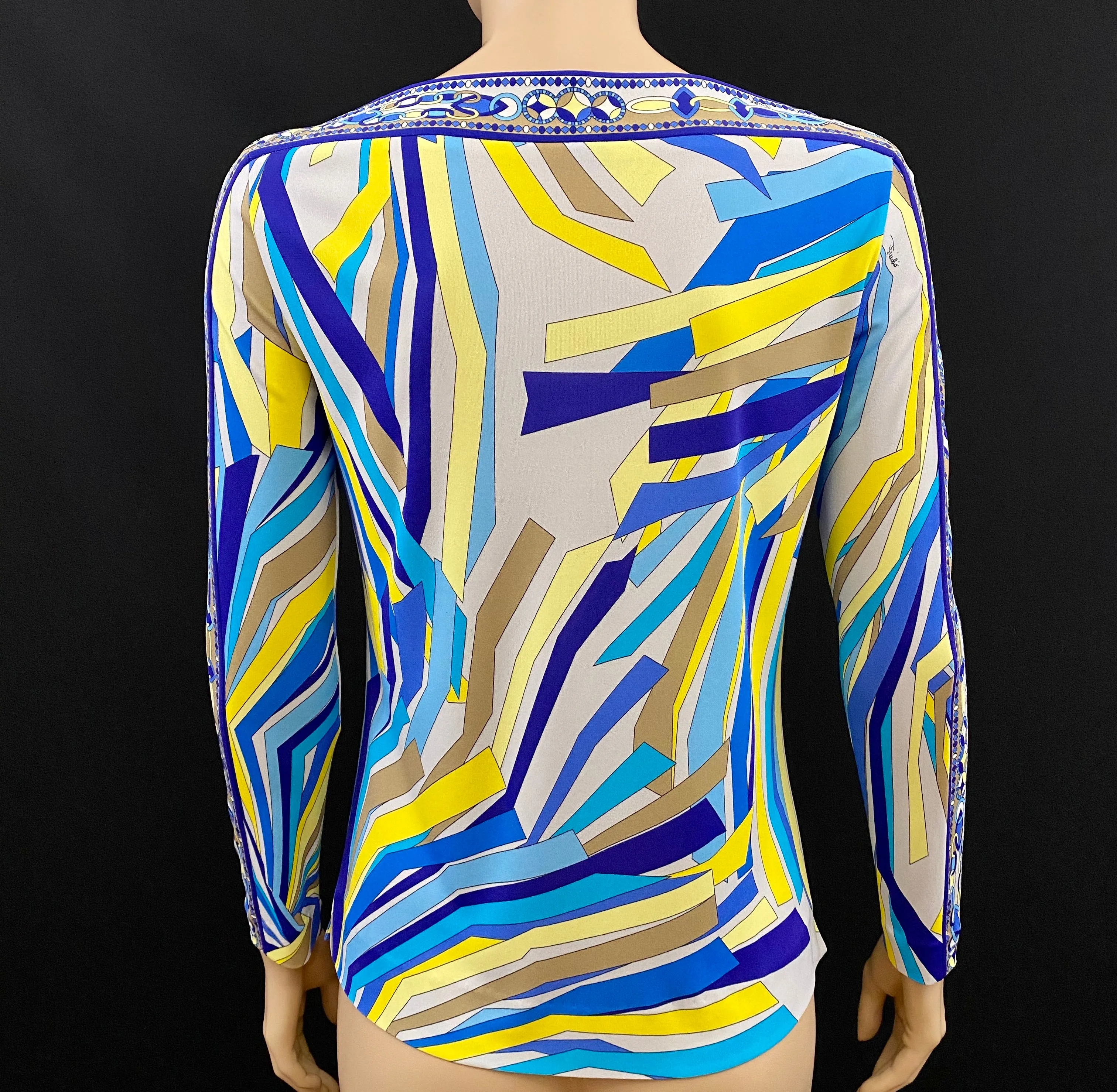 Emilio Pucci 2PC Abstract Print Silk Jersey Skirt Long Sleeve Top 42 | 8