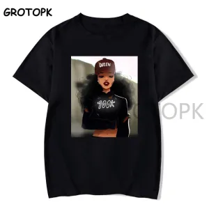 Female Print Hip Hop Rock Black Summer Women Streetwear Casual T Shirt