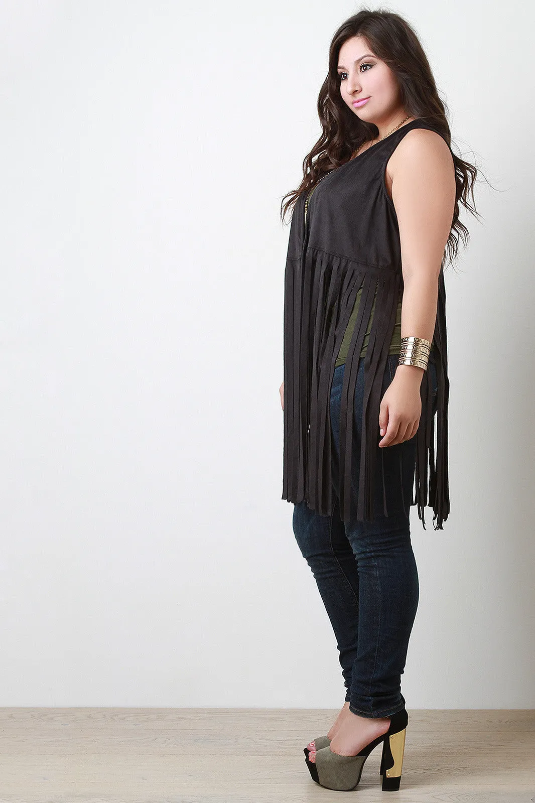 Free Spirited Vegan Suede Fringe Vest