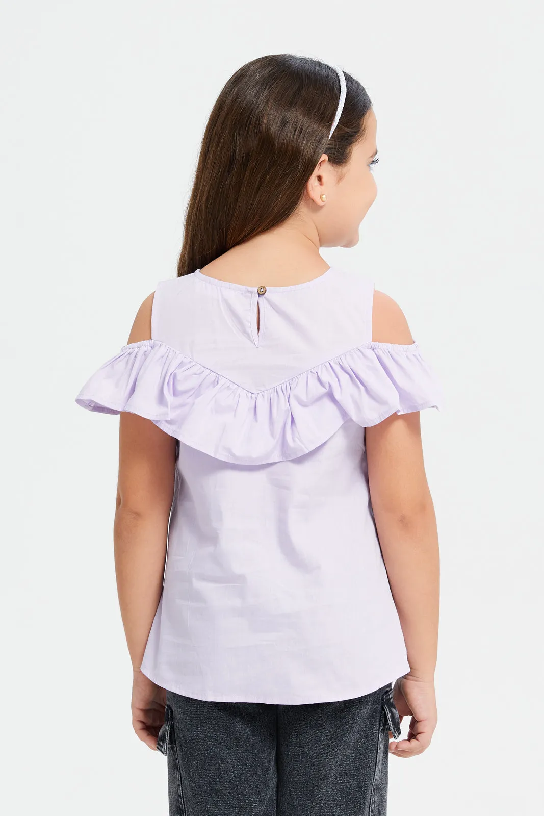 Girls Lilac Ruffle Top