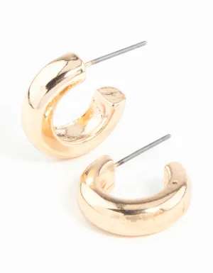 Gold Chubby Huggie Hoop Earrings