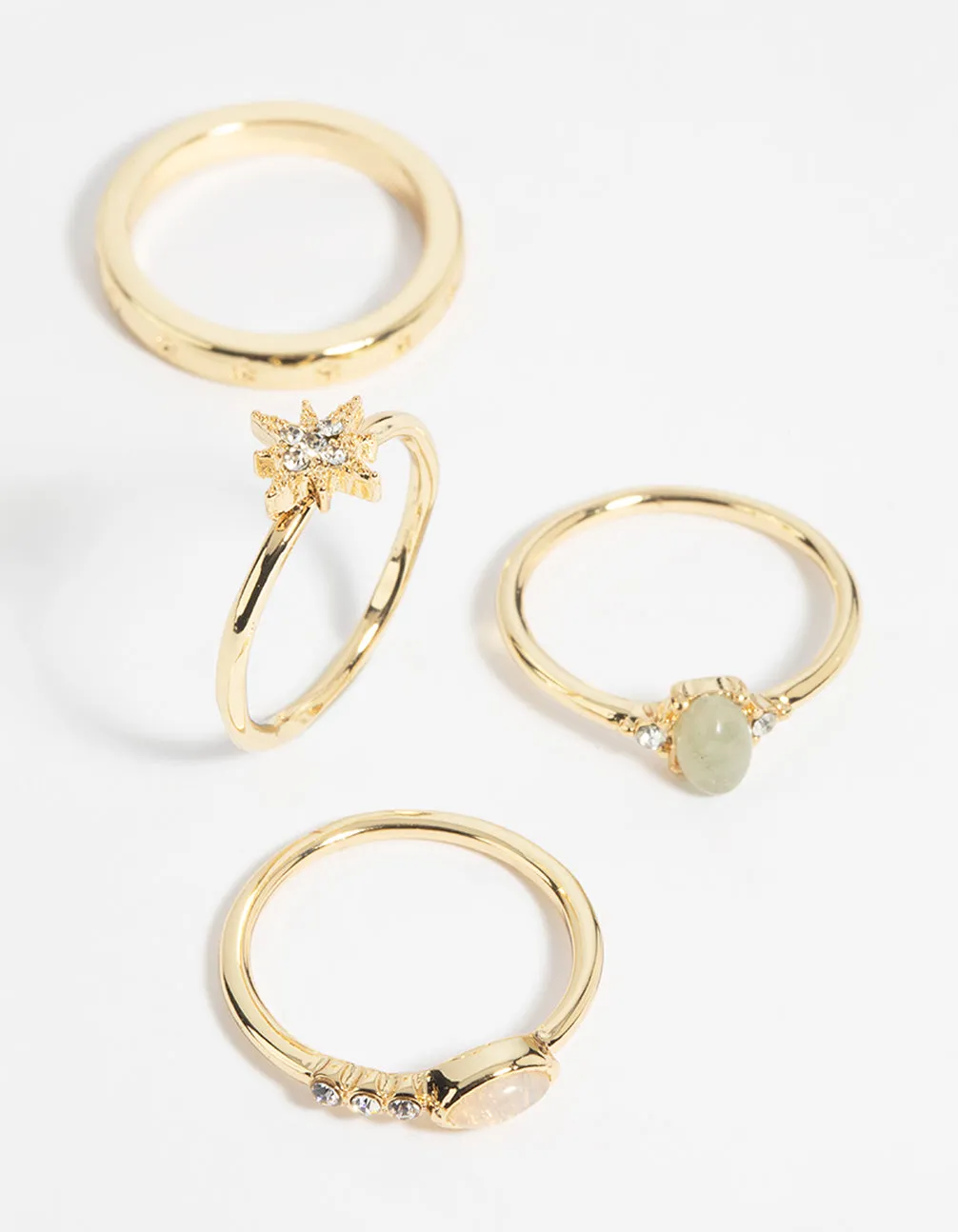 Gold Plated Semi-Precious Stone Ring Pack