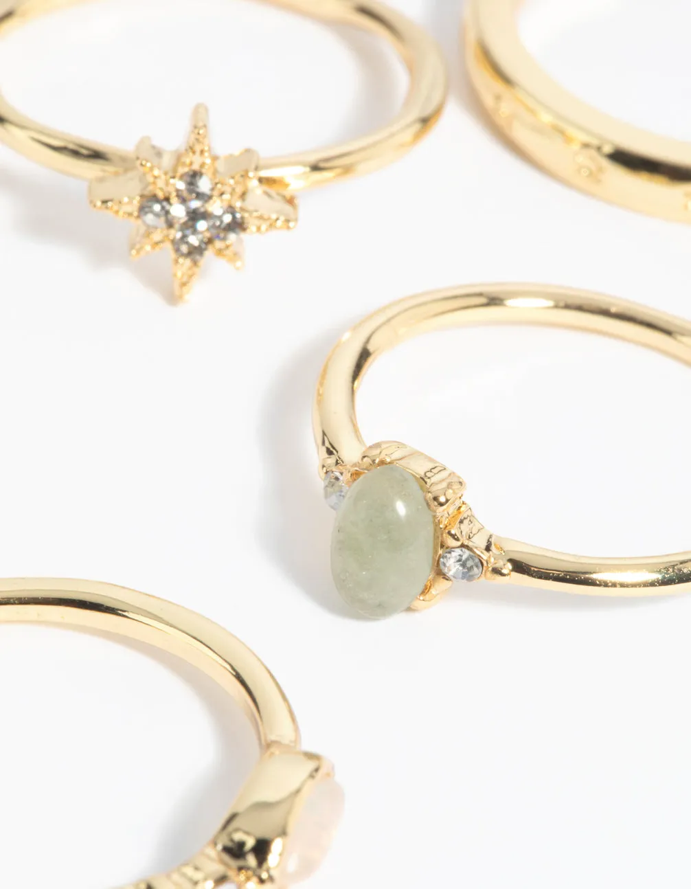 Gold Plated Semi-Precious Stone Ring Pack