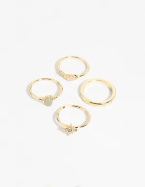 Gold Plated Semi-Precious Stone Ring Pack