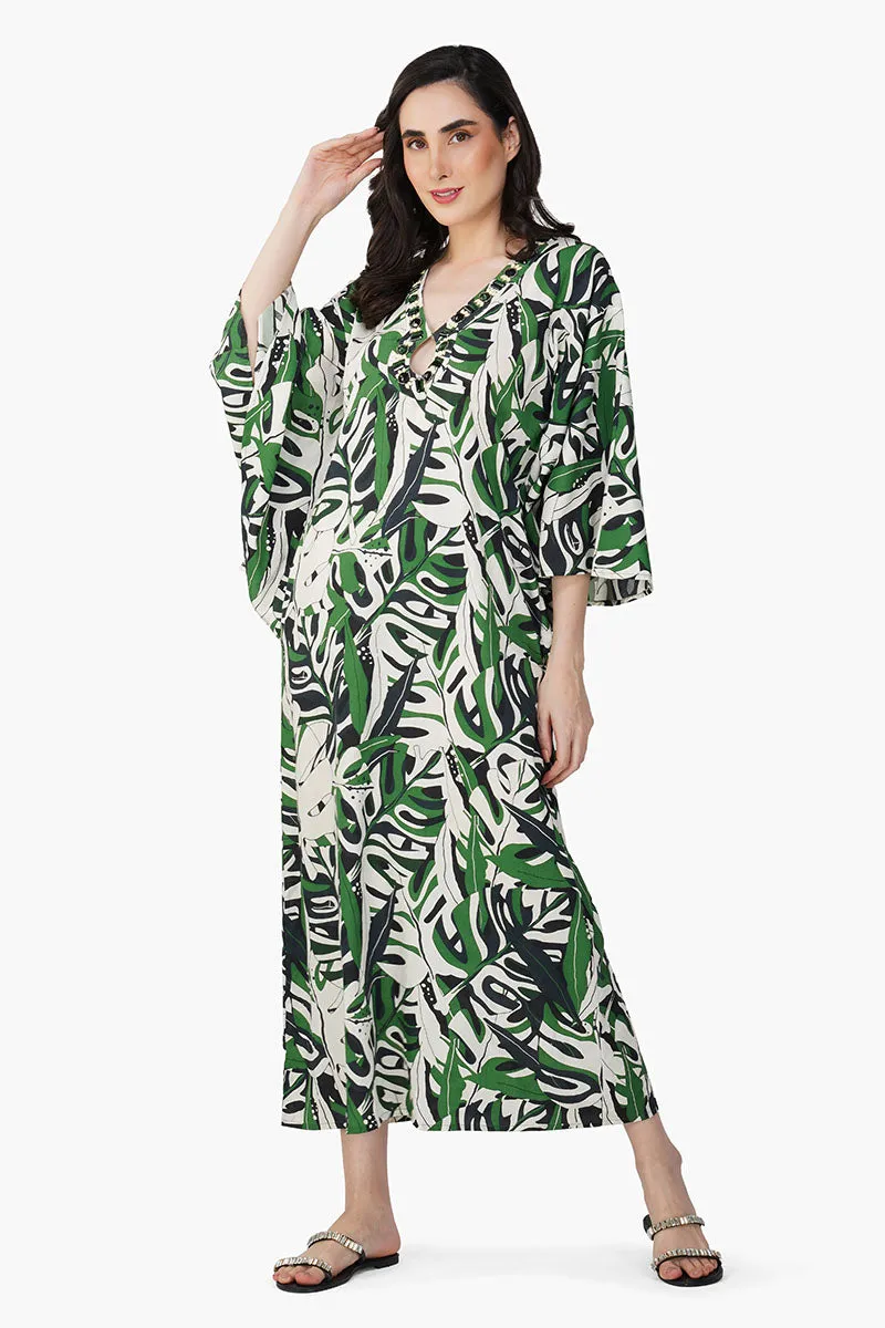 Green Birch Tropical Printed Maxi Dress