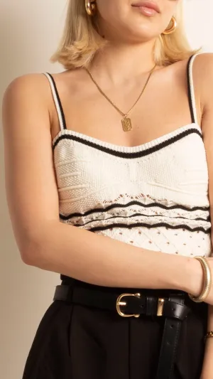 Jasmine Crochet Tank - White/Black