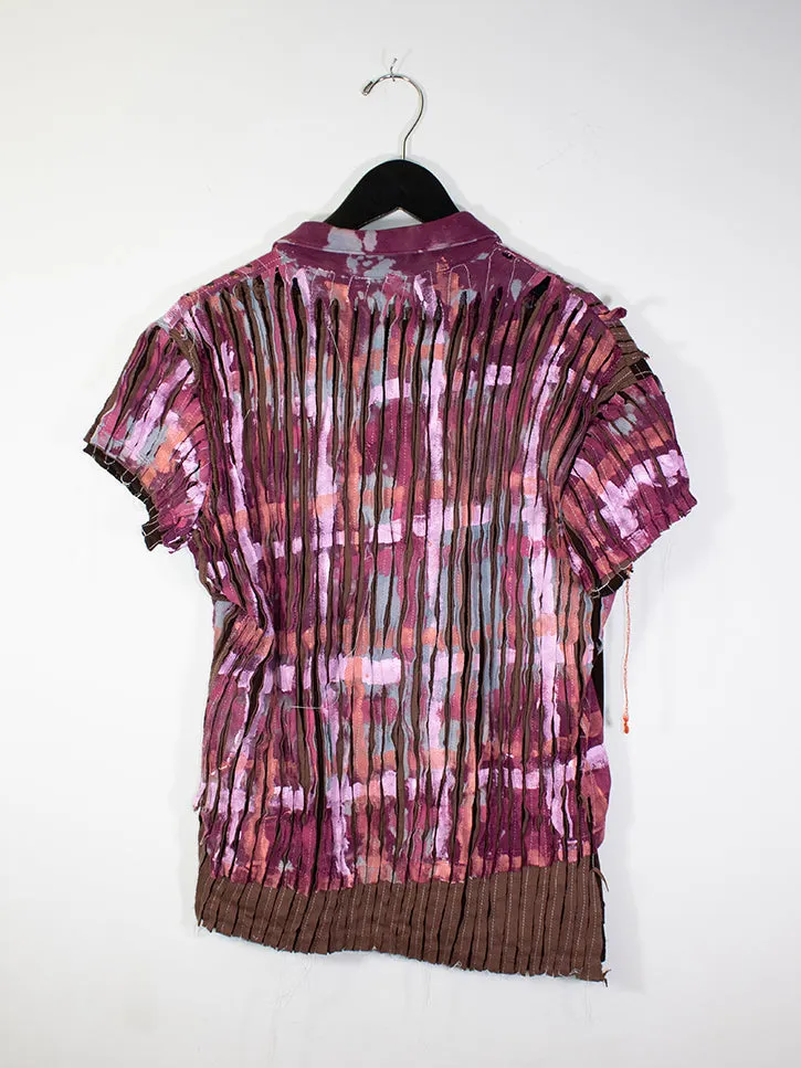 JRAT 3T Polo (Black, Brown/Hand Painted Plaid on Bleached Red)