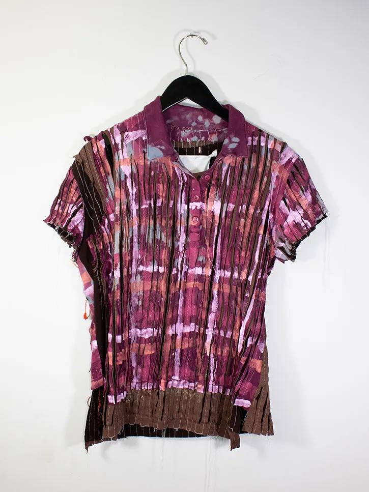 JRAT 3T Polo (Black, Brown/Hand Painted Plaid on Bleached Red)