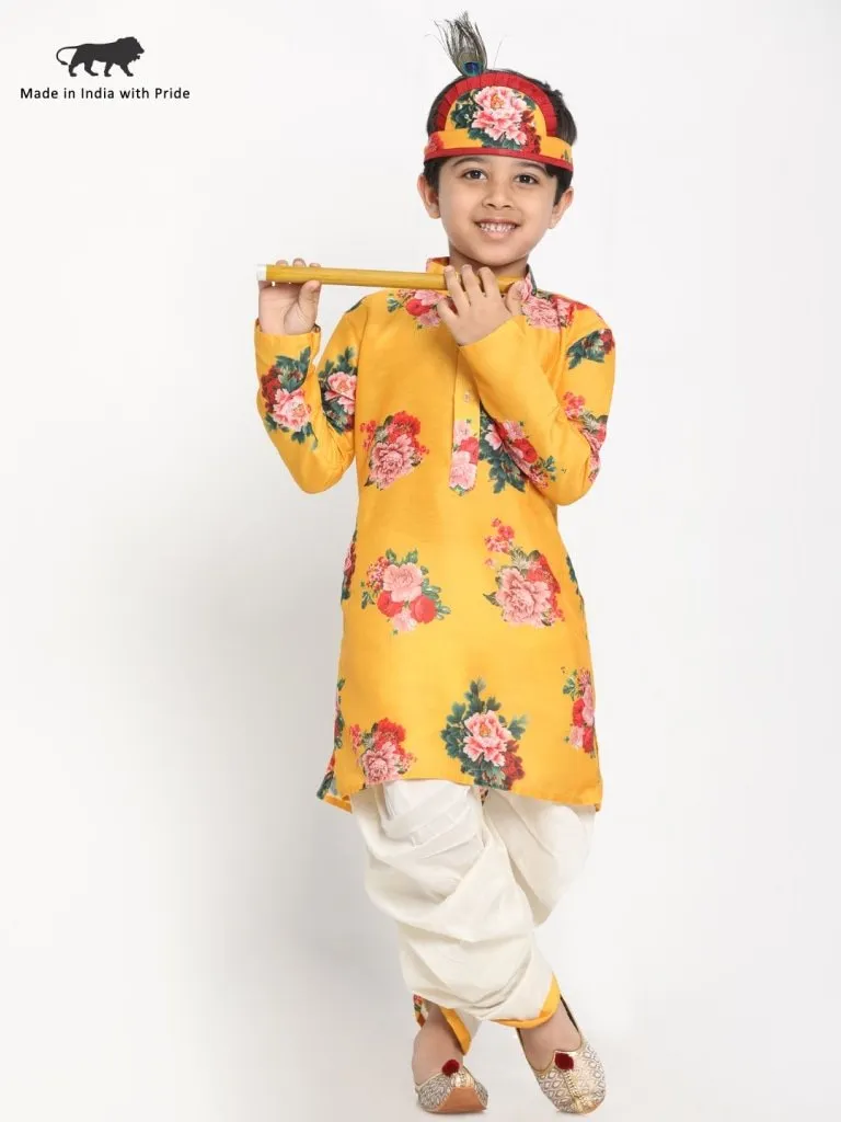 Krishna Style Dhoti Kurta Set for Boys - JBN Creation