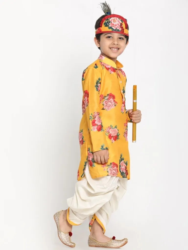 Krishna Style Dhoti Kurta Set for Boys - JBN Creation