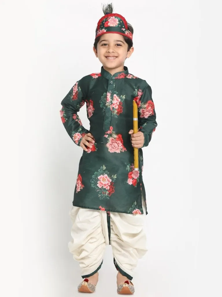 Krishna Style Dhoti Kurta Set for Boys - JBN Creation