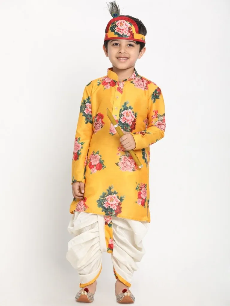 Krishna Style Dhoti Kurta Set for Boys - JBN Creation