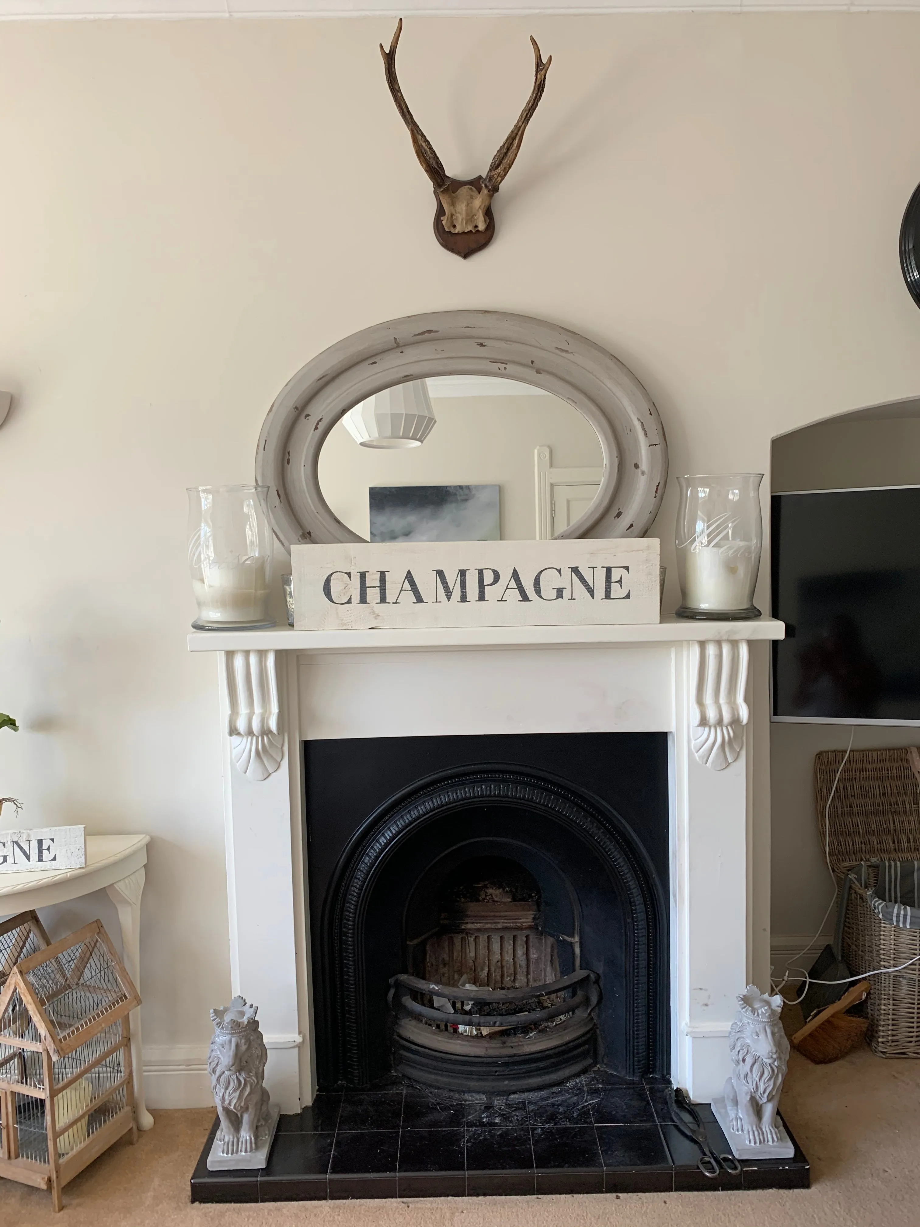 Large Distressed Standing Champagne Sign