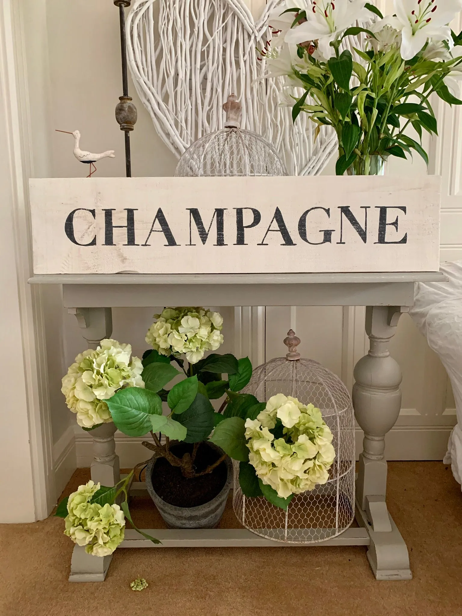 Large Distressed Standing Champagne Sign