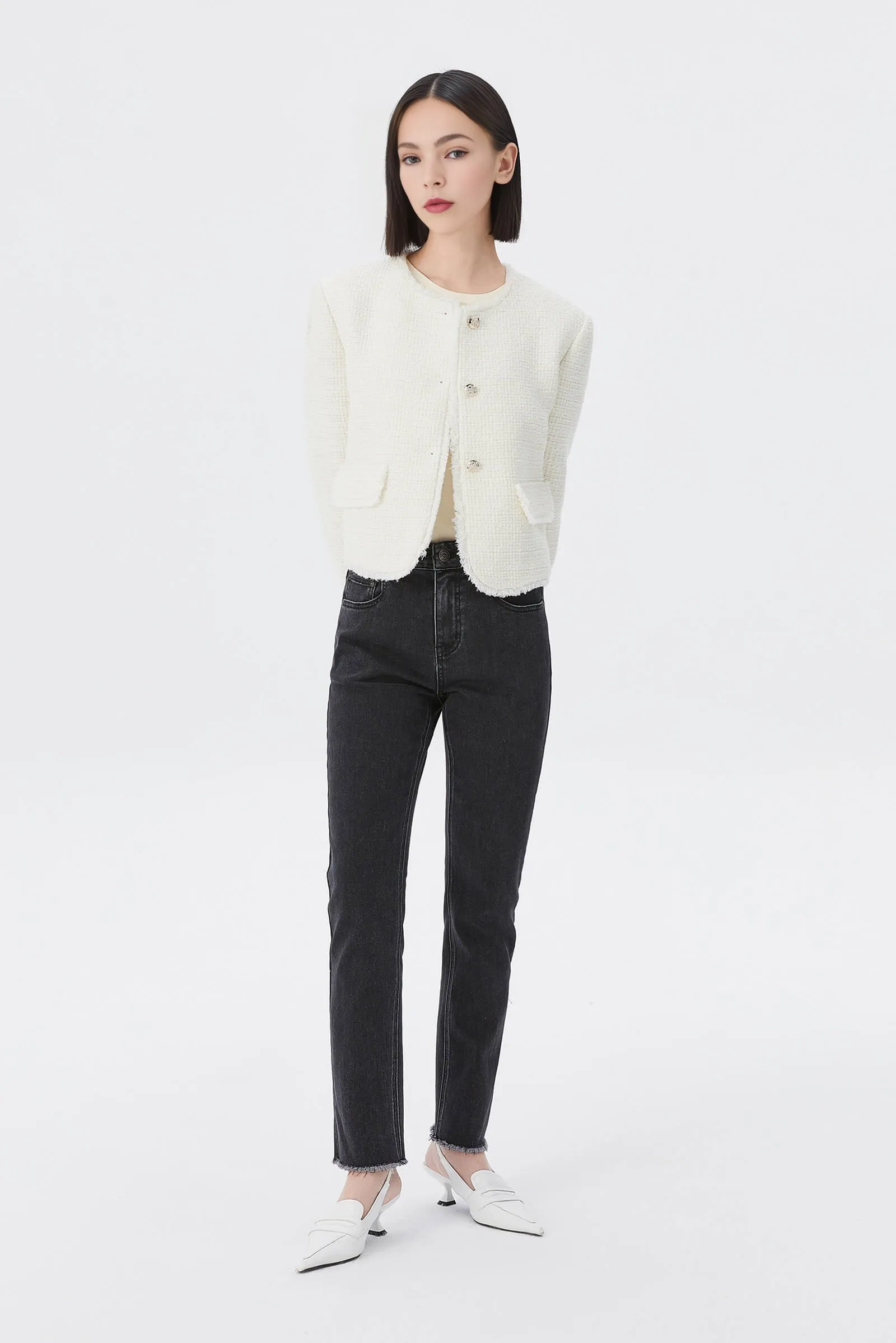 LILY Elegant White French-Style Jacket