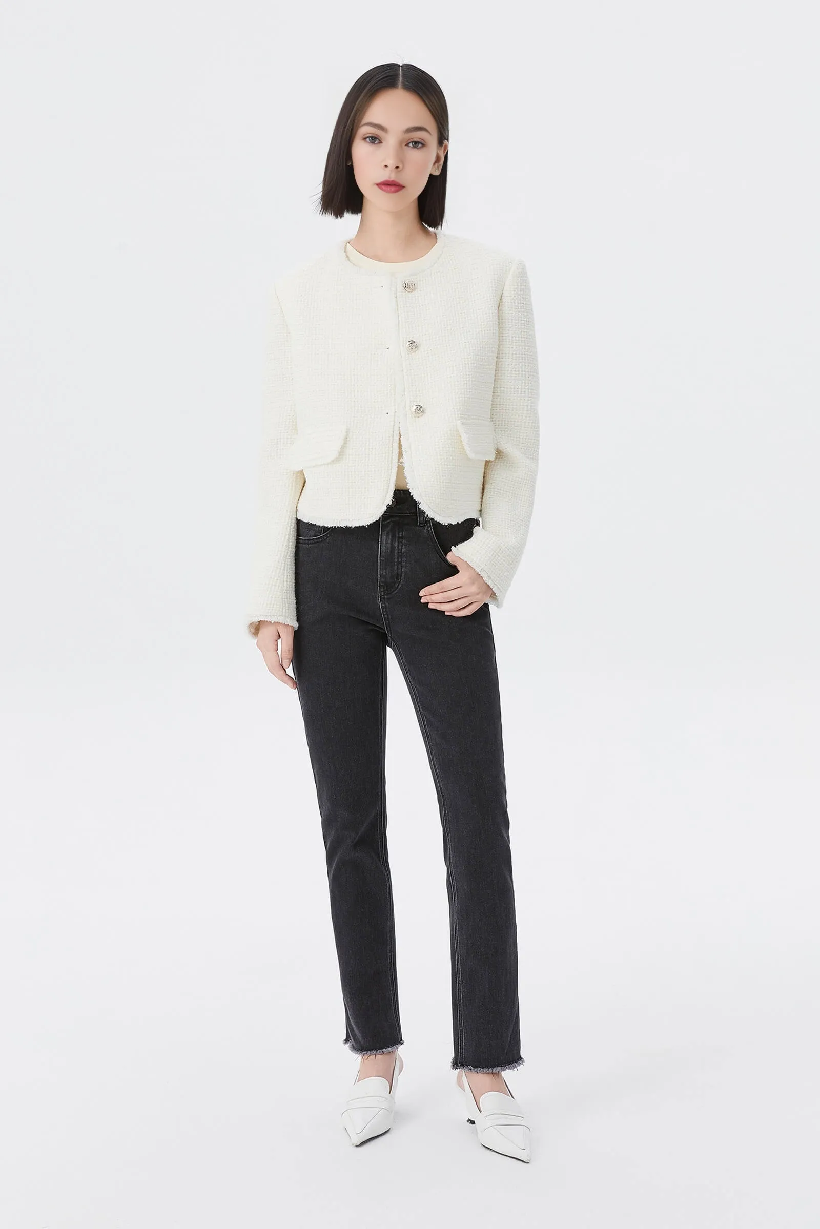 LILY Elegant White French-Style Jacket