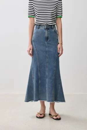 LILY Retro Fishtail Denim Skirt