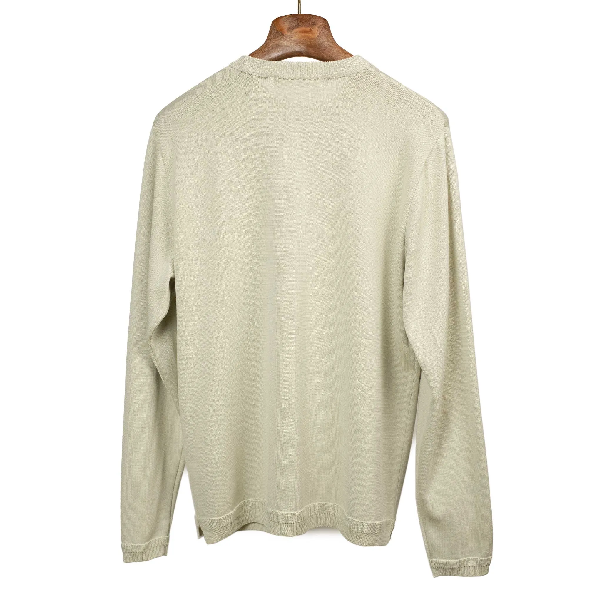 Long sleeve knit t-shirt in sand beige cotton