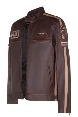 Mens Brown Lambskin Racer Style Jacket, Style 5011