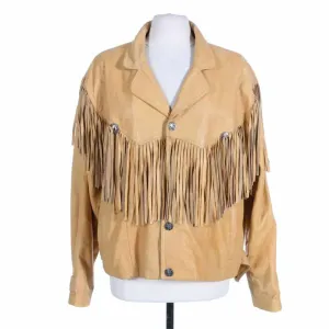 Men's Genuine Fashion Western Cowboy Leather Jacket Fringe and Beaded