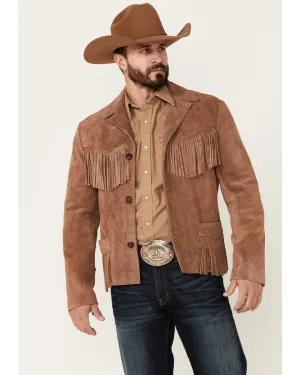 MEN'S HAND CUT FRINGE REAL SUEDE LEATHER JACKET