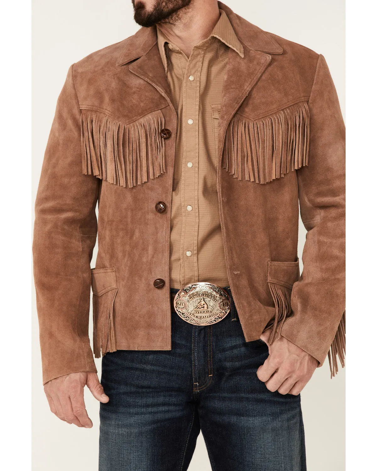 MEN'S HAND CUT FRINGE REAL SUEDE LEATHER JACKET