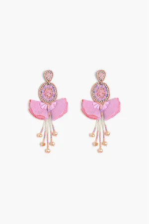 Pink Blossom Beaded Earrings