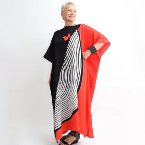 Red, Black, and White Half Circle Kaftan