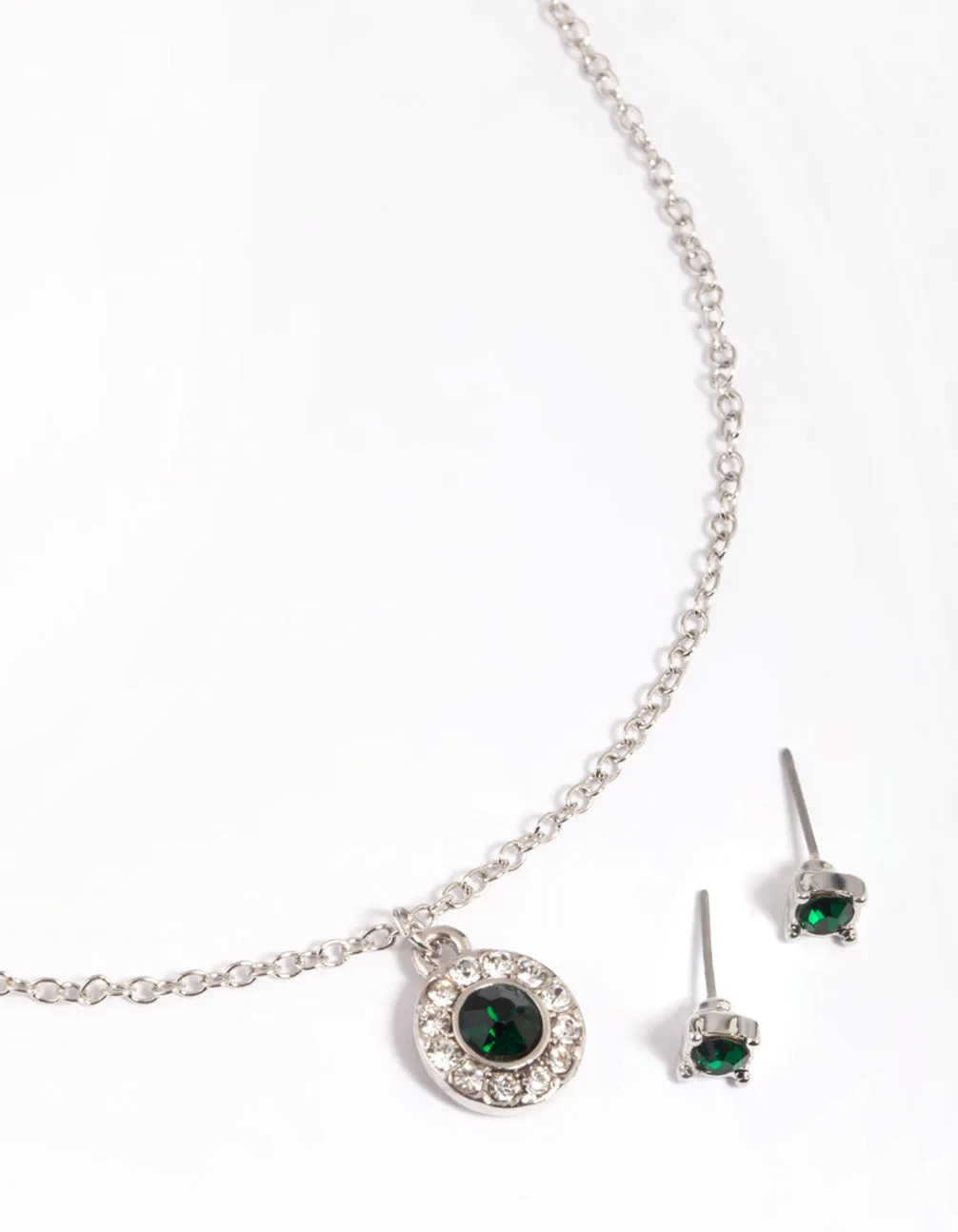 Rhodium Diamante Necklace & Earrings Set