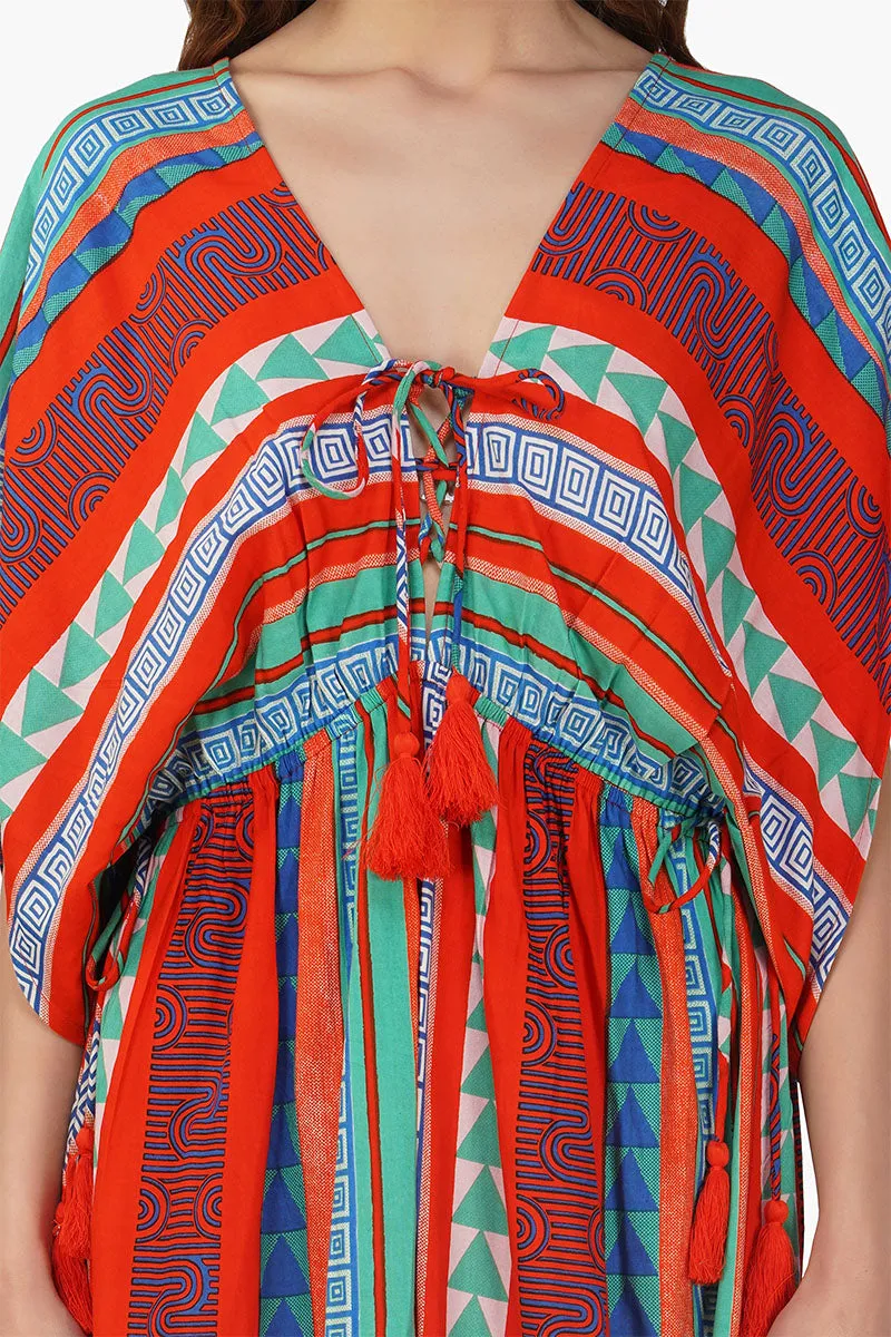 Ruby Aztec Printed Stripe Maxi Dress