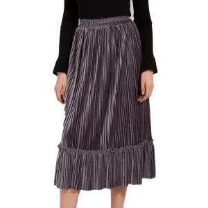 Ruffle Velvet Spring Pleated Long Skirt